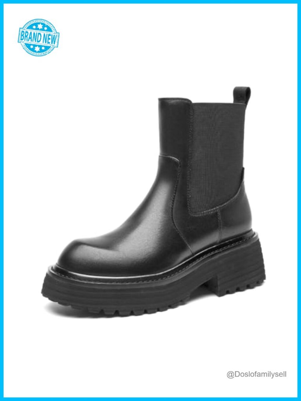 Platform Chelsea Boots Calfskin Leather Ankle Boots Slip On